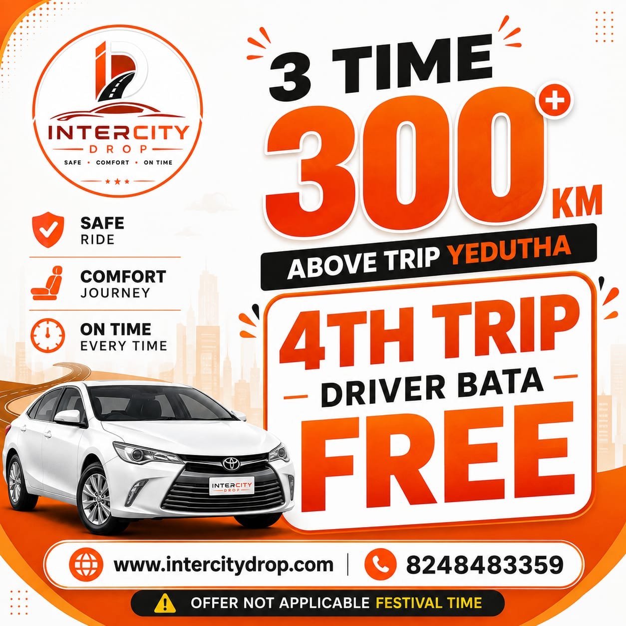 Intercity Drop Special Trip Offer